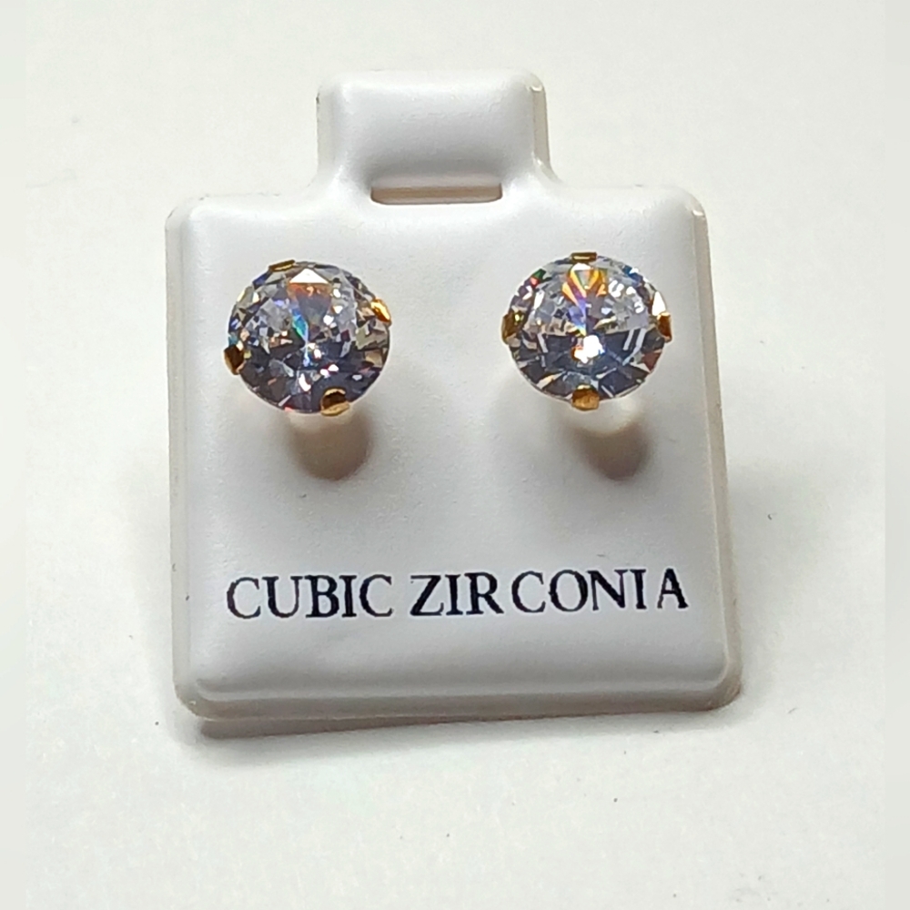 10kt Yellow Gold with CZ Stones Studs